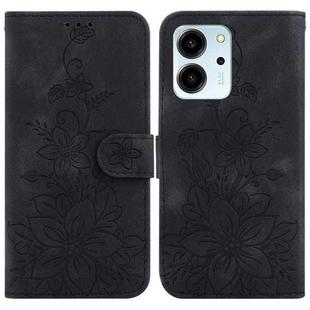 For Honor 80 SE Lily Embossed Leather Phone Case(Black)