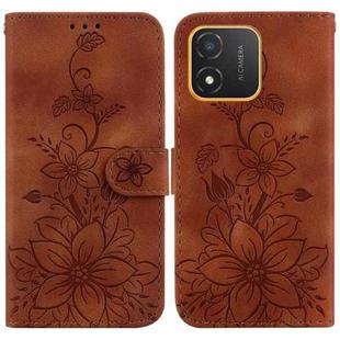 For Honor X5 Lily Embossed Leather Phone Case(Brown)