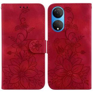 For Honor X7 Lily Embossed Leather Phone Case(Red)
