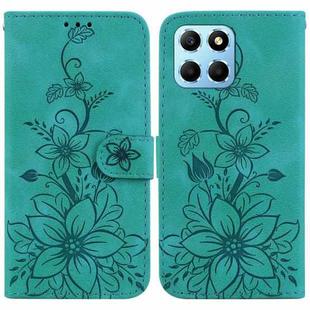 For Honor X8 5G Lily Embossed Leather Phone Case(Green)