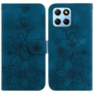 For Honor X8 5G Lily Embossed Leather Phone Case(Dark Blue)