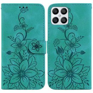 For Honor X8 Lily Embossed Leather Phone Case(Green)