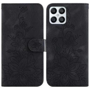 For Honor X8 Lily Embossed Leather Phone Case(Black)