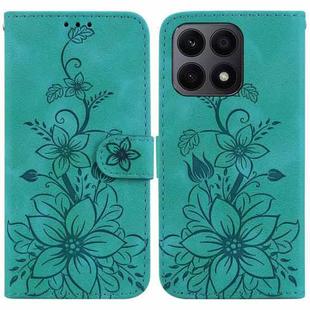 For Honor X8a Lily Embossed Leather Phone Case(Green)