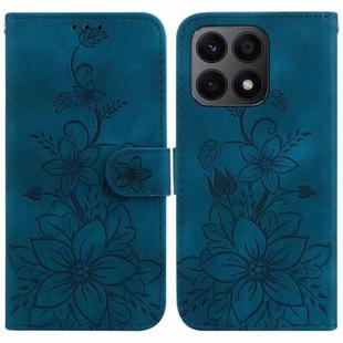 For Honor X8a Lily Embossed Leather Phone Case(Dark Blue)