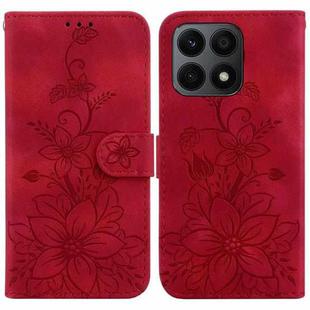 For Honor X8a Lily Embossed Leather Phone Case(Red)