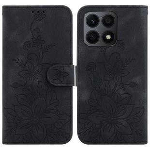 For Honor X8a Lily Embossed Leather Phone Case(Black)