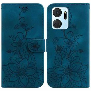 For Honor X7a Lily Embossed Leather Phone Case(Dark Blue)