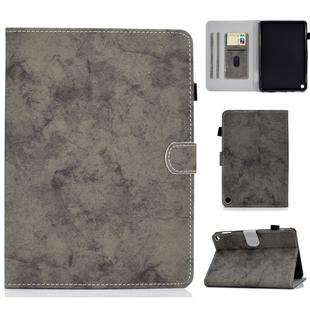 For Amazon Kindle Fire HD 8 (2020) Marble Style Cloth Texture Tablet PC Protective Leather Case with Bracket & Card Slot & Pen Slot & Anti Skid Strip & Wake-up / Sleep Function(Grey)