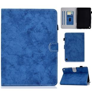 For Amazon Kindle Fire HD 8 (2020) Marble Style Cloth Texture Tablet PC Protective Leather Case with Bracket & Card Slot & Pen Slot & Anti Skid Strip & Wake-up / Sleep Function(Blue)
