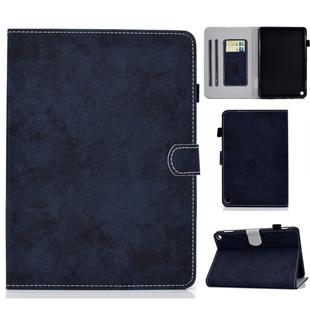 For Amazon Kindle Fire HD 8 (2020) Marble Style Cloth Texture Tablet PC Protective Leather Case with Bracket & Card Slot & Pen Slot & Anti Skid Strip & Wake-up / Sleep Function(Dark Blue)