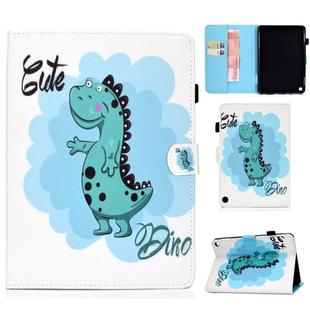 For Amazon Kindle Fire HD 8 (2020) Sewing Thread Horizontal Painted Flat Leather Case with Sleep Function & Pen Cover & Anti Skid Strip & Card Slot & Holder(Dinosaur)