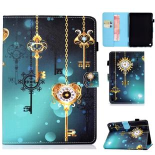 For Amazon Kindle Fire HD 8 (2020) Sewing Thread Horizontal Painted Flat Leather Case with Sleep Function & Pen Cover & Anti Skid Strip & Card Slot & Holder(Antique Clock)