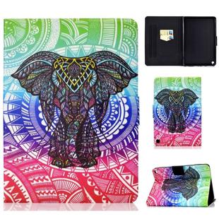 For Amazon Kindle Fire HD 8 (2020) Sewing Thread Horizontal Painted Flat Leather Case with Sleep Function & Pen Cover & Anti Skid Strip & Card Slot & Holder(Elephant)