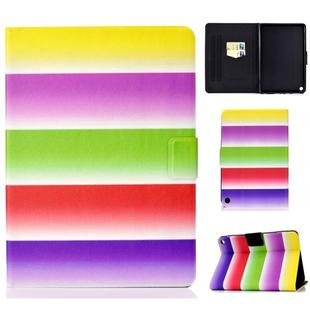 For Amazon Kindle Fire HD 8 (2020) Sewing Thread Horizontal Painted Flat Leather Case with Sleep Function & Pen Cover & Anti Skid Strip & Card Slot & Holder(Rainbow)