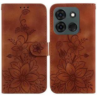 For Infinix Smart 7 India / Smart 7 Plus Lily Embossed Leather Phone Case(Brown)