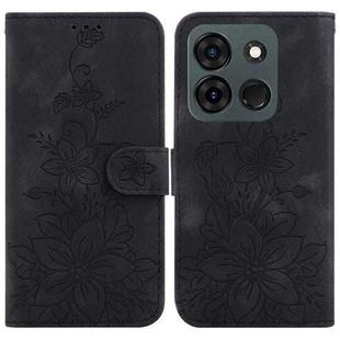 For Infinix Smart 7 India / Smart 7 Plus Lily Embossed Leather Phone Case(Black)