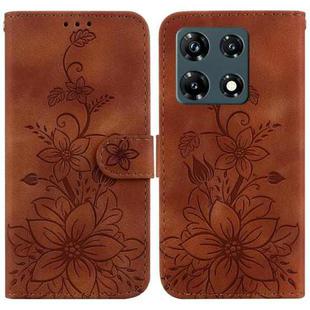 For Infinix Note 30 Pro Lily Embossed Leather Phone Case(Brown)