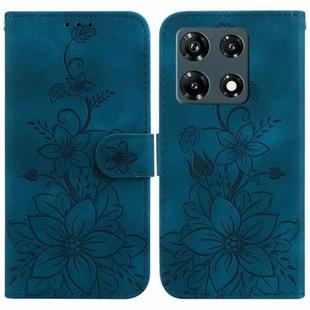 For Infinix Note 30 Pro Lily Embossed Leather Phone Case(Dark Blue)