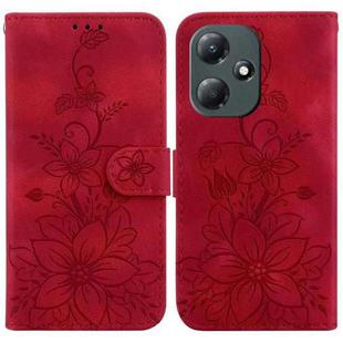 For Infinix Hot 30 Play / X6835 Lily Embossed Leather Phone Case(Red)