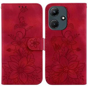 For Infinix Hot 30i / X669C Lily Embossed Leather Phone Case(Red)