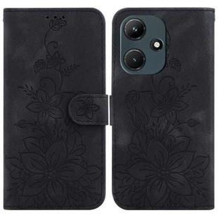 For Infinix Hot 30i / X669C Lily Embossed Leather Phone Case(Black)