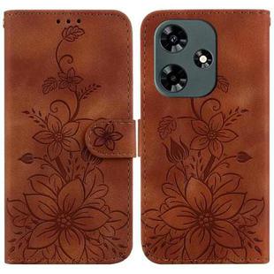 For Infinix Hot 30 Lily Embossed Leather Phone Case(Brown)