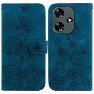 For Infinix Hot 30 Lily Embossed Leather Phone Case(Dark Blue)