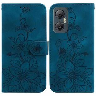 For Infinix Hot 20 5G Lily Embossed Leather Phone Case(Dark Blue)