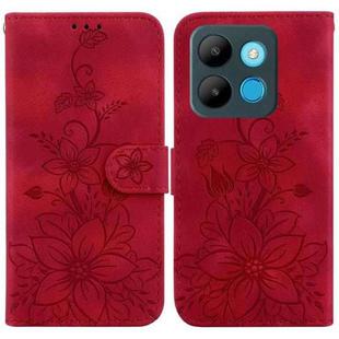 For Infinix Smart 7 African / X6515 Lily Embossed Leather Phone Case(Red)