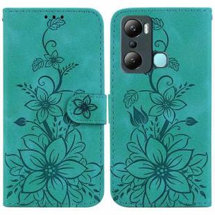 For Infinix Hot 20i Lily Embossed Leather Phone Case(Green)