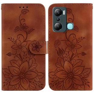 For Infinix Hot 20i Lily Embossed Leather Phone Case(Brown)