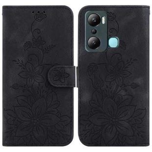 For Infinix Hot 20i Lily Embossed Leather Phone Case(Black)