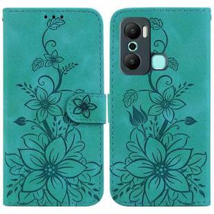 For Infinix Hot 20 Play Lily Embossed Leather Phone Case(Green)