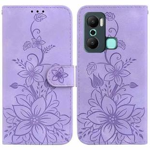 For Infinix Hot 20 Play Lily Embossed Leather Phone Case(Purple)