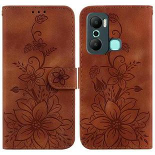 For Infinix Hot 20 Play Lily Embossed Leather Phone Case(Brown)