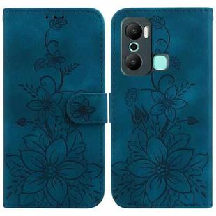 For Infinix Hot 20 Play Lily Embossed Leather Phone Case(Dark Blue)