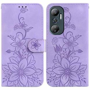 For Infinix Hot 20 Lily Embossed Leather Phone Case(Purple)