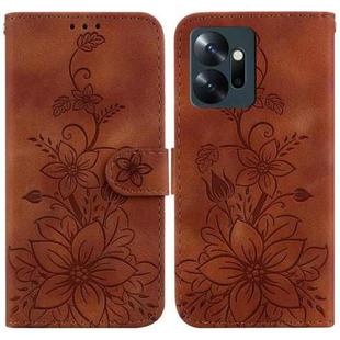 For Infinix Zero 20 / X6821 Lily Embossed Leather Phone Case(Brown)