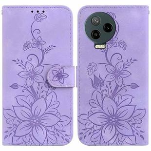 For Infinix Note 12 Pro 4G / Note 12 2023 Lily Embossed Leather Phone Case(Purple)