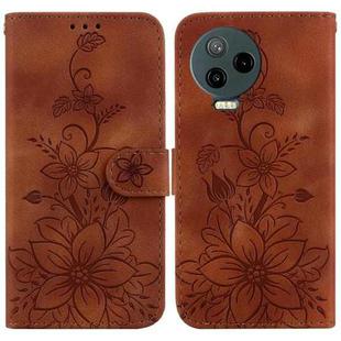 For Infinix Note 12 Pro 4G / Note 12 2023 Lily Embossed Leather Phone Case(Brown)