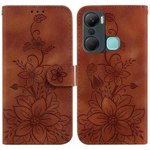 For Infinix Hot 12 Pro Lily Embossed Leather Phone Case(Brown)