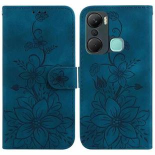 For Infinix Hot 12 Pro Lily Embossed Leather Phone Case(Dark Blue)