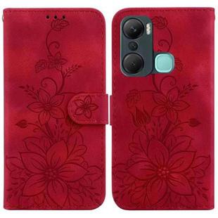 For Infinix Hot 12 Pro Lily Embossed Leather Phone Case(Red)