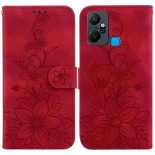 For Infinix Smart 6 Plus Lily Embossed Leather Phone Case(Red)