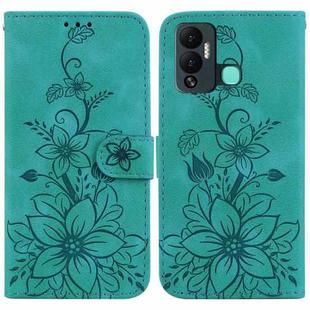 For Infinix Hot 12 Play Lily Embossed Leather Phone Case(Green)