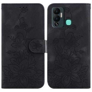 For Infinix Hot 12 Play Lily Embossed Leather Phone Case(Black)