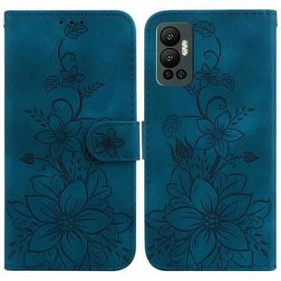 For Infinix Hot 12 Lily Embossed Leather Phone Case(Dark Blue)