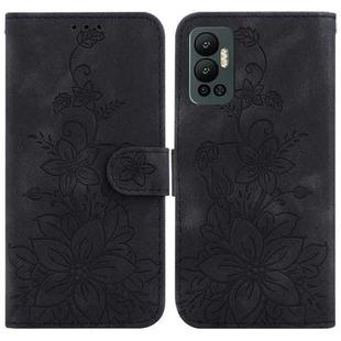 For Infinix Hot 12 Lily Embossed Leather Phone Case(Black)