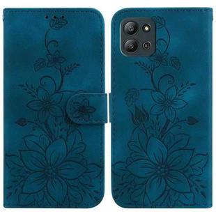 For Infinix Hot 11 2022 Lily Embossed Leather Phone Case(Dark Blue)